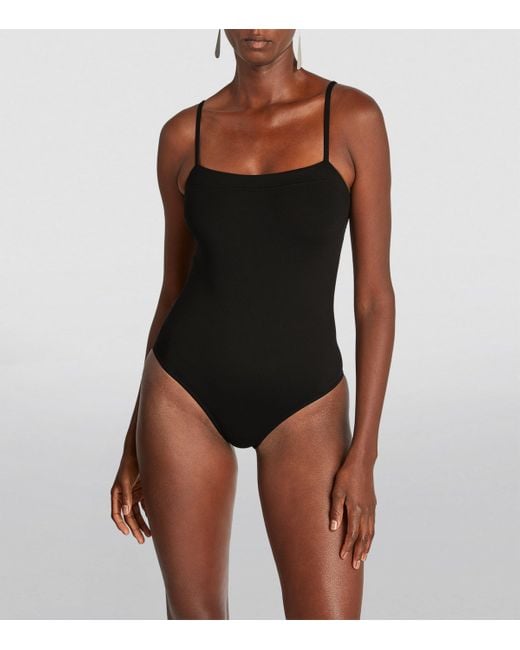 Eres Black Square-Neck Aquarelle Swimsuit