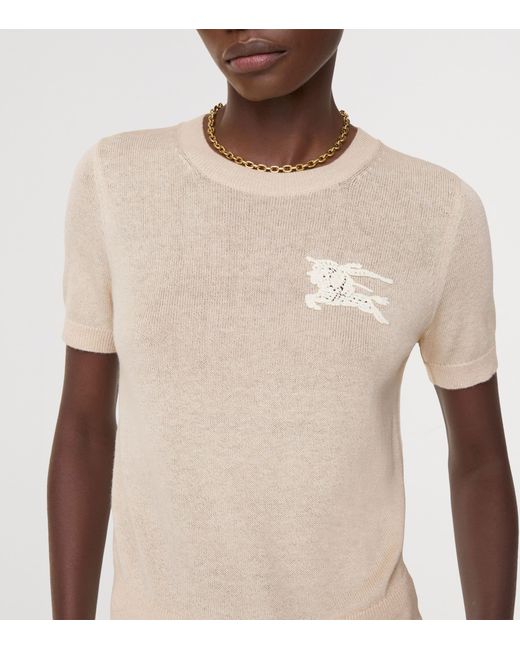 Burberry Natural Wool-Cotton Ekd Knit Top