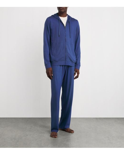 Derek Rose Blue Micromodal Zipped Hoodie for men