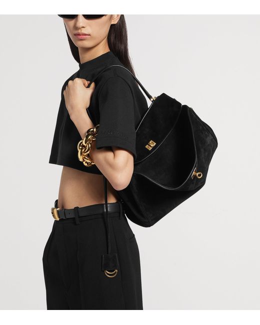 Balenciaga Black Medium Suede Rodeo Shoulder Bag
