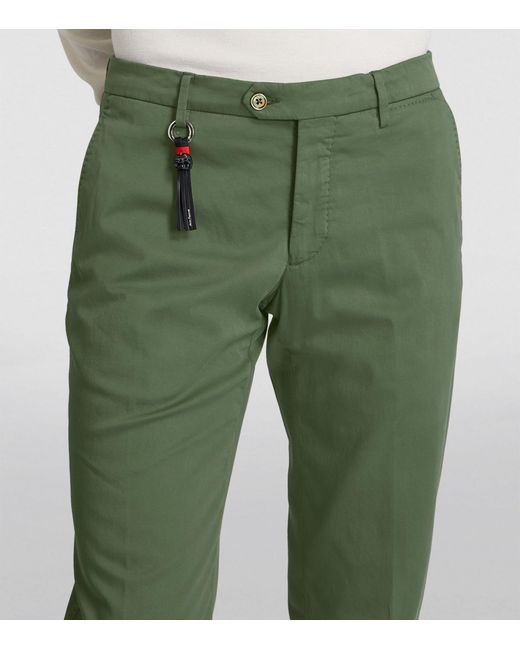 Marco Pescarolo Green Cotton-silk Flat-front Trousers for men