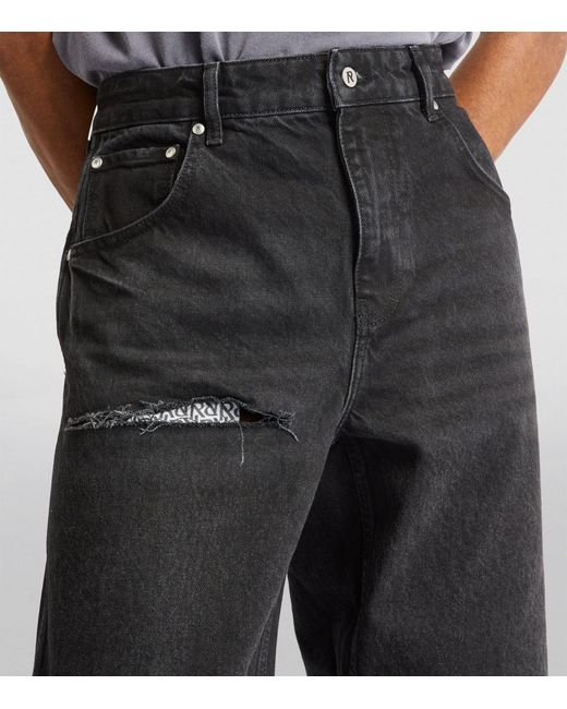 Represent Gray Distressed Straight Jeans for men