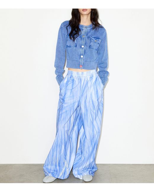 MAX&Co. Blue Cotton Tie-Dye Straight Trousers