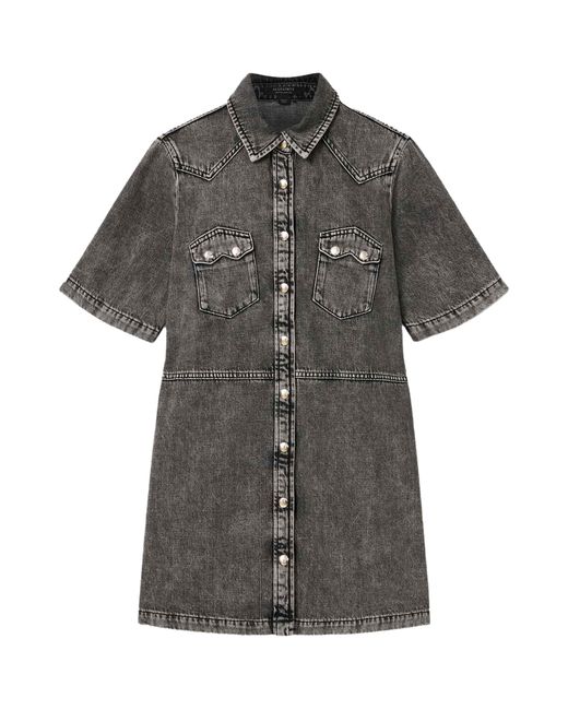 AllSaints Black Denim Rock Mini Dress