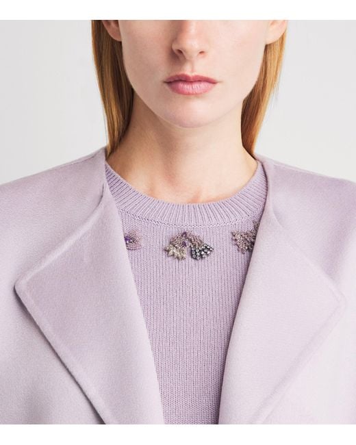 Agnona Purple Cashmere Embellished Sweater