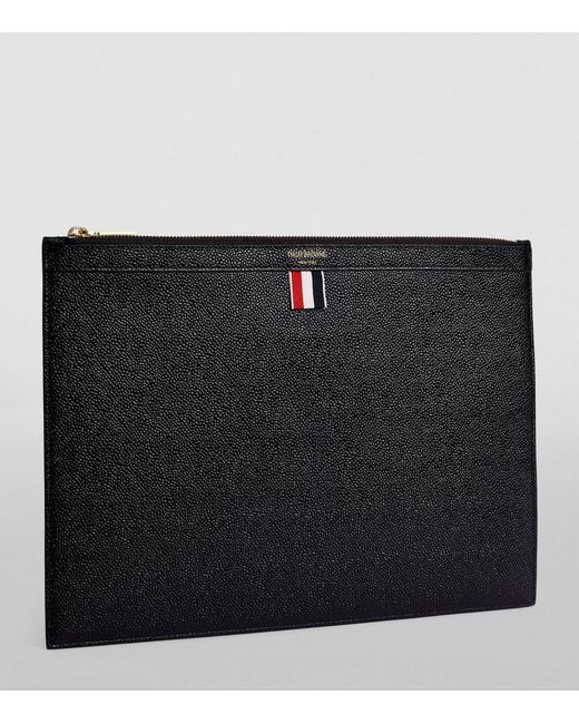 Thom Browne Black Medium Leather Pouch for men