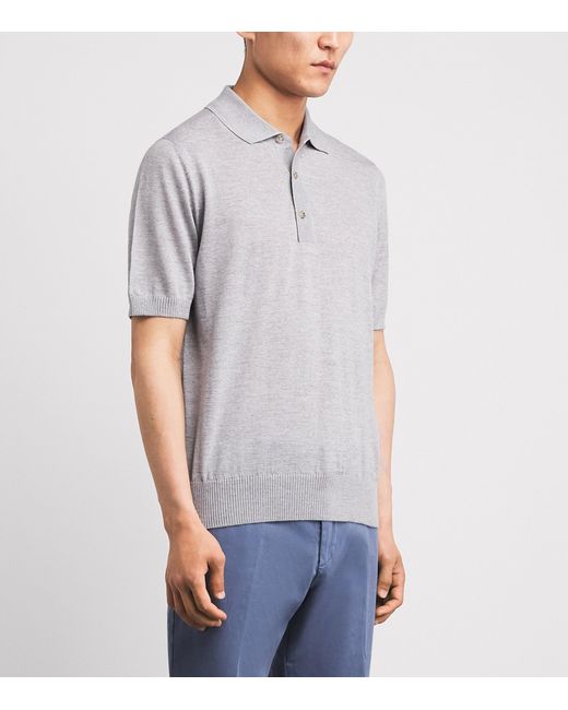 Boss Gray Virgin Wool Polo Shirt for men