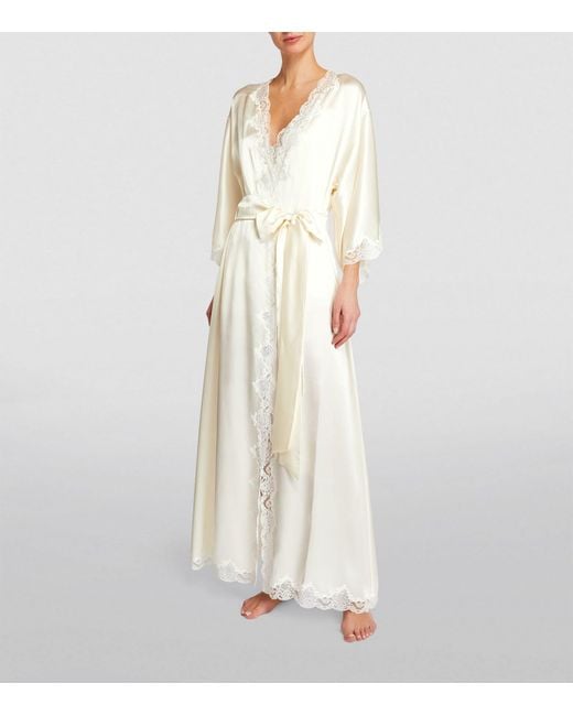 Carine Gilson White Silk Lace-detail Long Robe