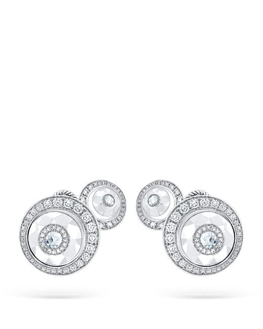 David Morris Metallic And Diamond Rose Cut Forever Two Motif Earrings