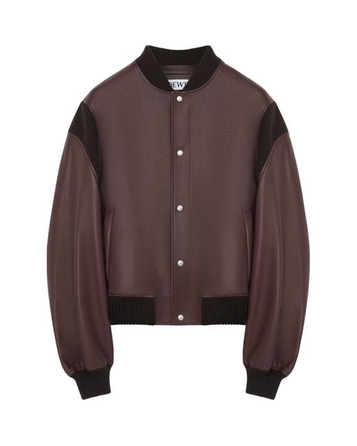 Loewe Brown Lamb Skin Bomber Jacket for men