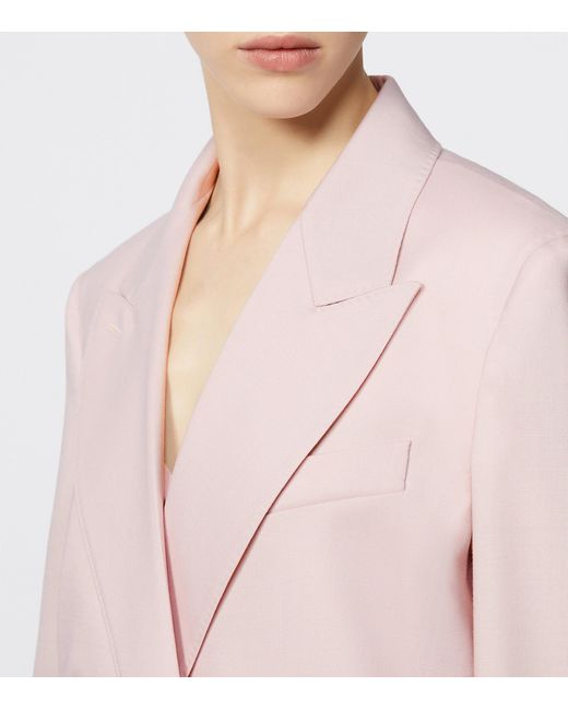 Max Mara Pink Wool-Mohair-Silk Double-Breasted Blazer