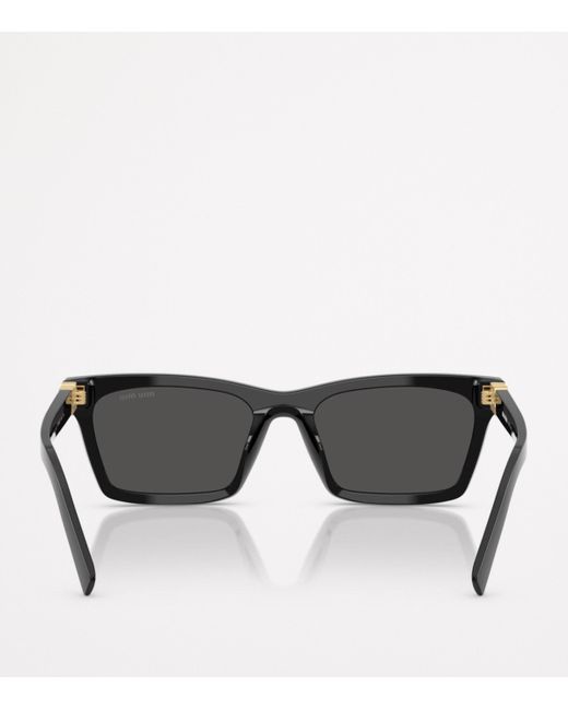 Miu Miu Black Acetate Rectangular Sunglasses