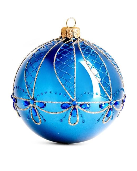 Harrods Blue Glitter And Crystal-Embellished Bauble