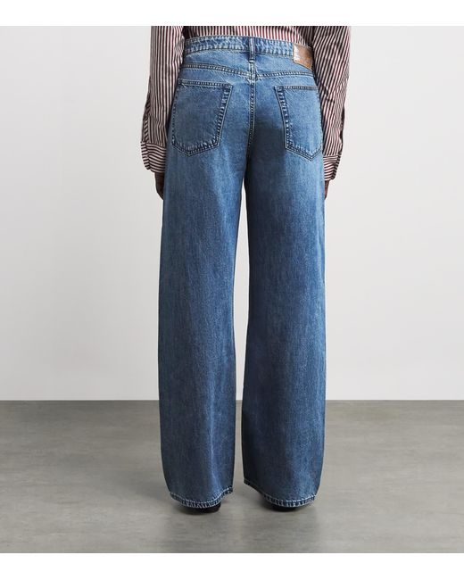 Rag & Bone Blue Logan Mid-Rise Wide-Leg Jeans