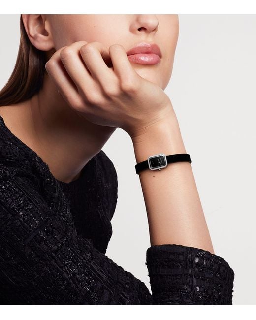 Chanel Black Stainless Steel And Diamond Première Ribbon Watch