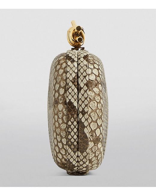 Bottega Veneta Metallic Snakeskin Knot Clutch Bag