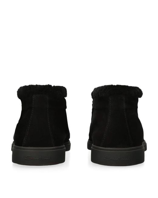 Santoni Black Suede Fortune Ankle Boots