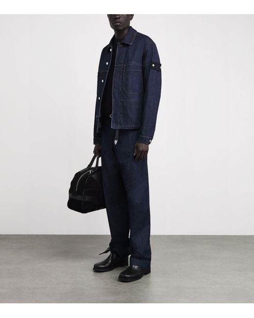 Stone Island Blue Denim Coach Jacket for men