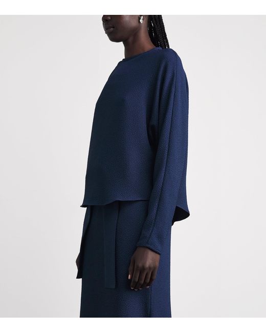 Edeline Lee Blue Jacquard Long-Sleeve Top
