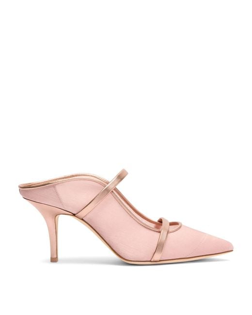 Malone Souliers Pink Organza And Leather Maureen Heeled Mules 70