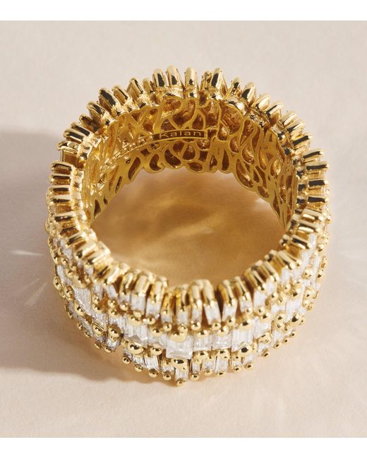 Suzanne Kalan Metallic And Diamond Short Stack Ring