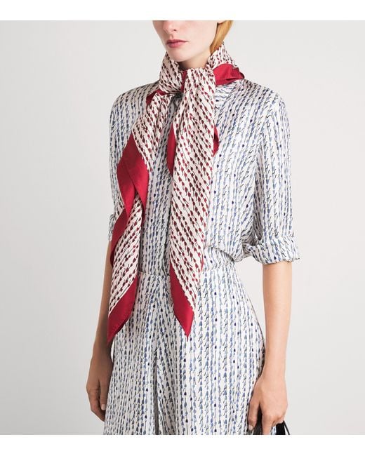 Altuzarra Red Silk Bluebell Print Scarf