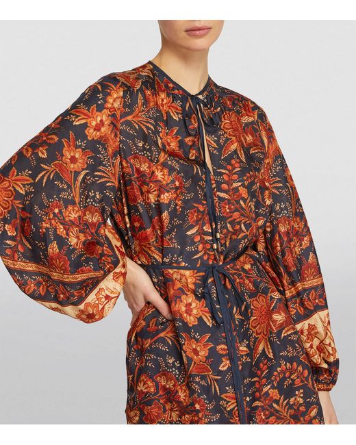 Zimmermann Brown Silk Floral Tunic Shirt
