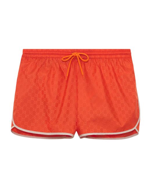 Gucci Red Gg Supreme Swim Shorts for men