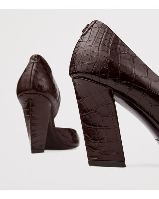 Jimmy Choo Brown Farren 85 Leather Croc-Embossed Pumps
