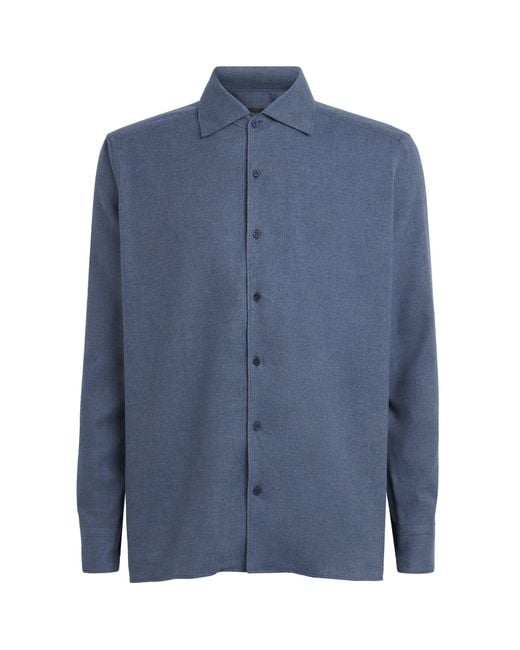 Colombo Blue Cotton Twill Shirt for men