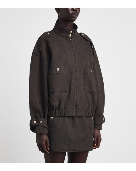 Maje Black Wool-Blend Oversized Jacket