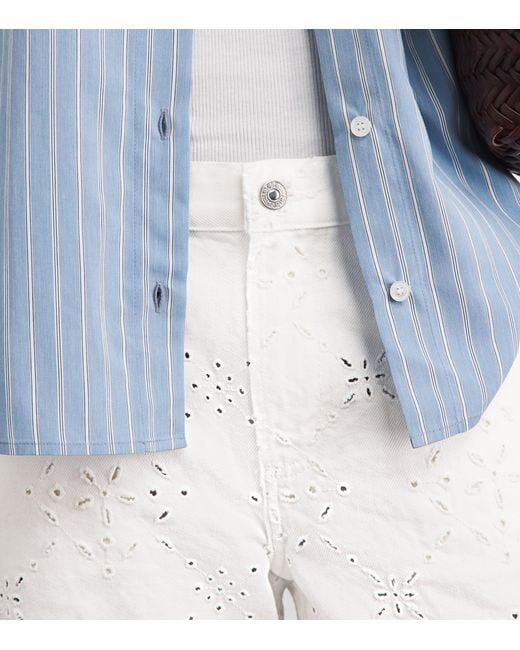 Citizens of Humanity White Eyelet Lindz Easy Straight Jeans