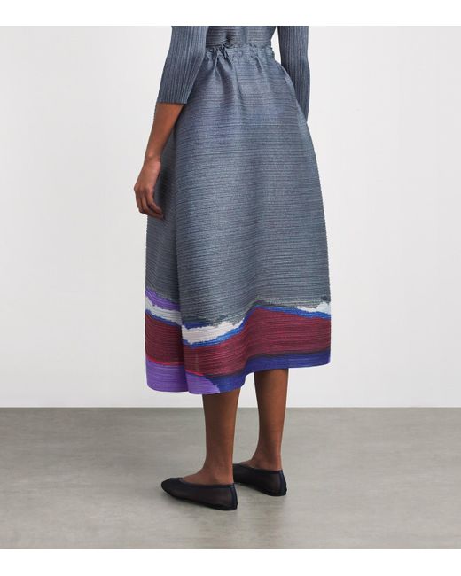 Pleats Please Issey Miyake Blue Grainy Colors Midi Skirt