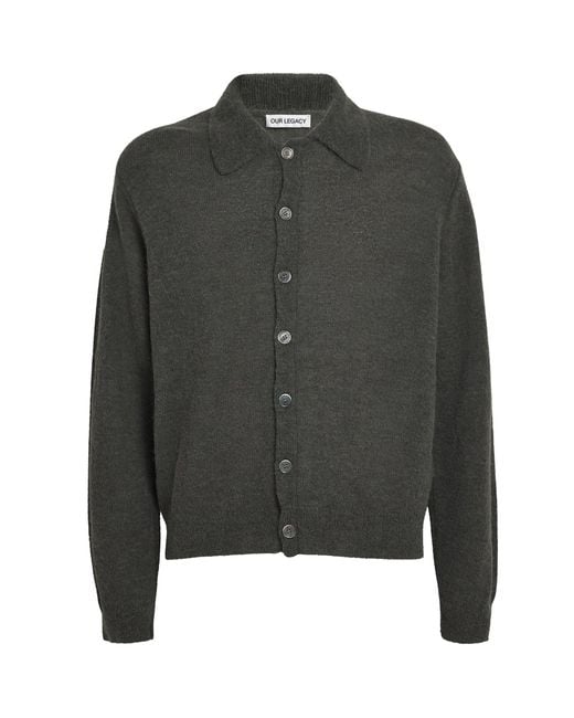 Our Legacy Green Alpaca-Blend Evening Polo Cardigan for men