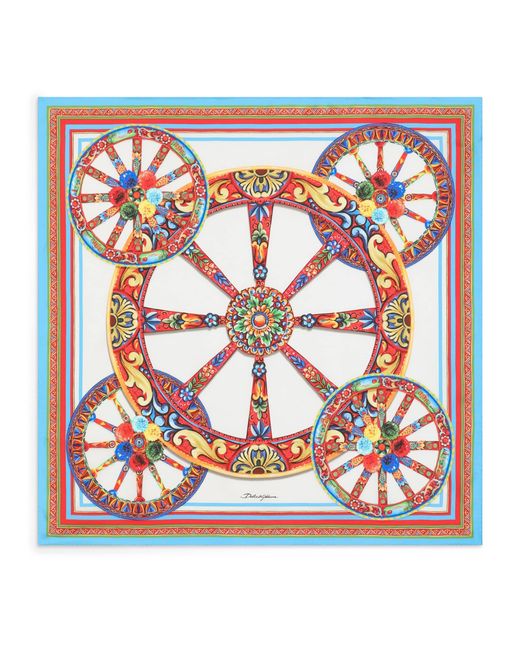 Dolce & Gabbana Red Silk Carretto Foulard