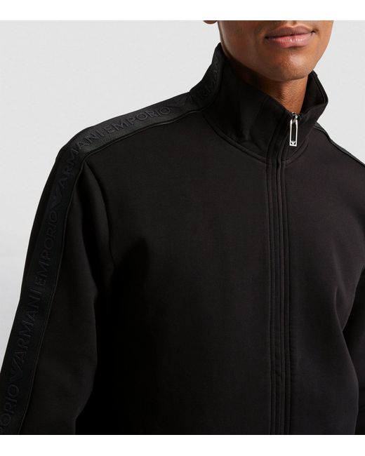 Emporio Armani Black Jersey Logo Bomber Jacket for men