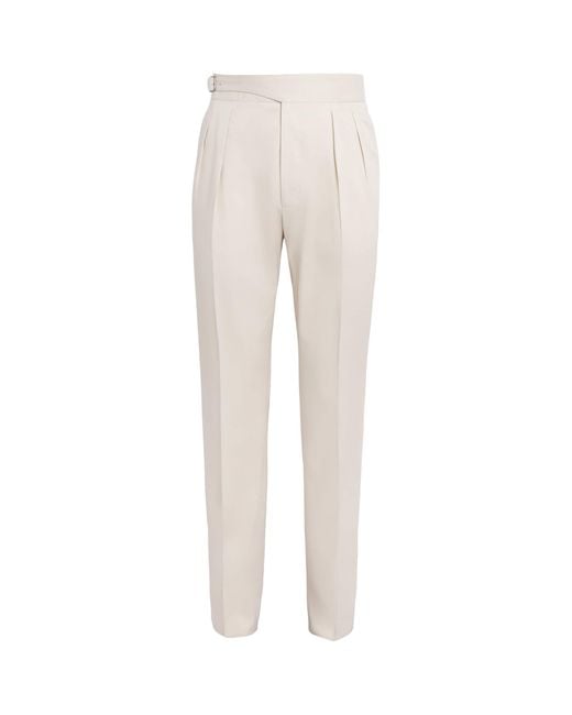 Ralph Lauren Natural Silk Trench Cloth Pleated Trousers for men