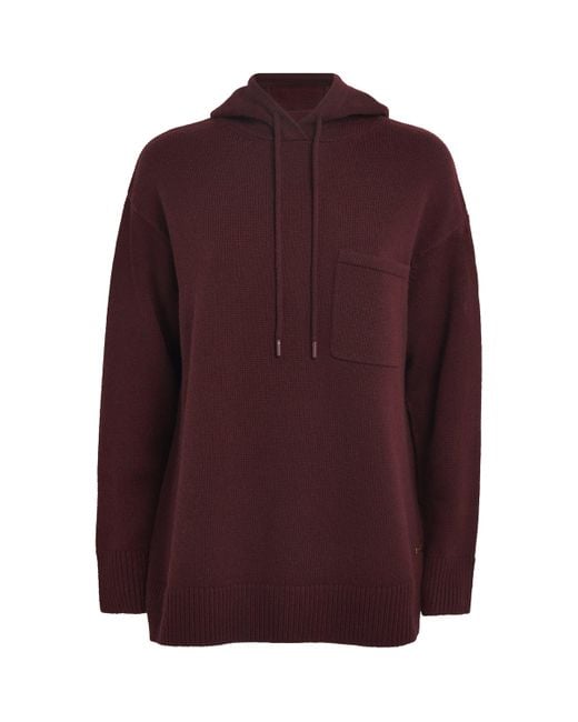 Max Mara Purple Wool-Cashmere Knitted Hoodie