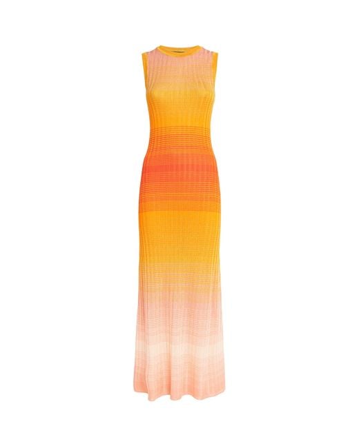 Maje Orange Tie-Dye Knitted Maxi Dress