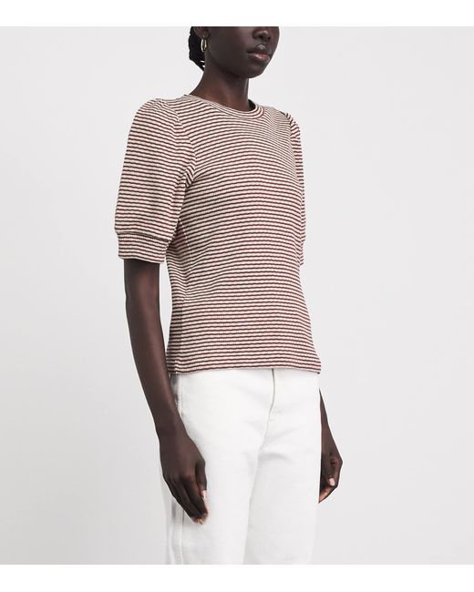 ME+EM Brown Cotton Puff-Sleeve T-Shirt