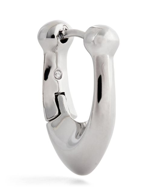 COACH Metallic Rhodium Signature C Huggie Earrings