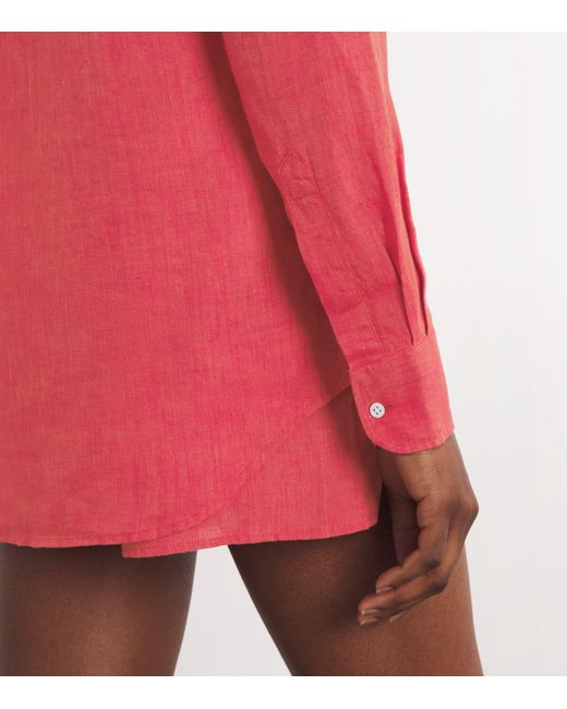 With Nothing Underneath Pink Linen The Boyfriend Shirt