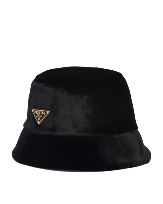 Prada Black Faux Fur Bucket Hat