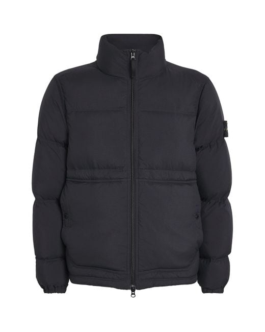 Stone Island Blue Ripstop Down Puffer Jacket for men