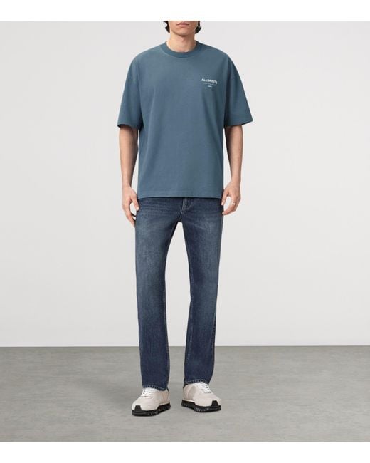 AllSaints Blue Organic Cotton Underground T-Shirt for men