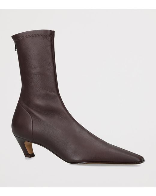 Khaite Brown Leather Arizona Ankle Boots 40