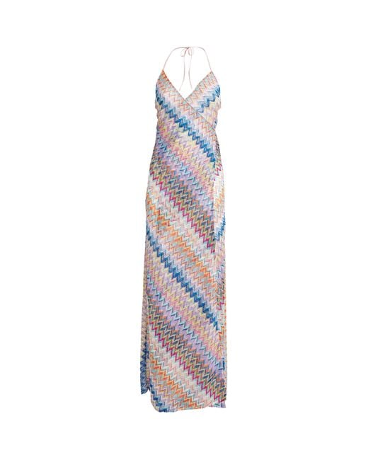 Missoni Purple Zigzag Halterneck Dress