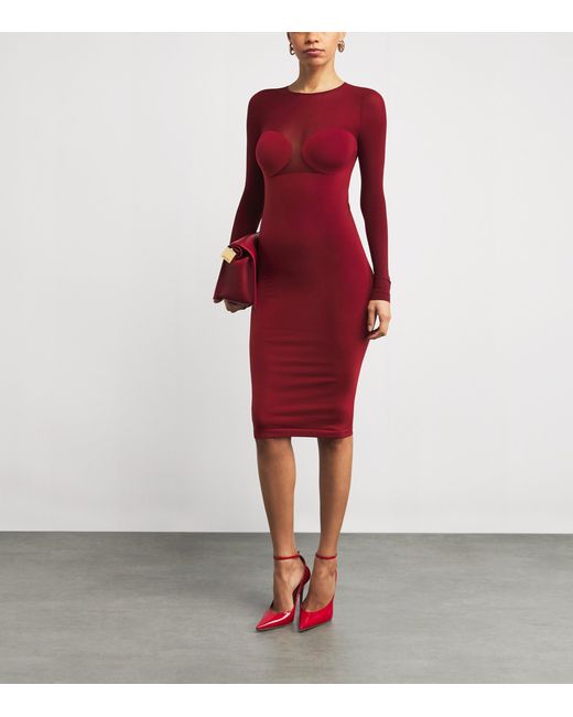 Wolford Red Bustier Midi Dress
