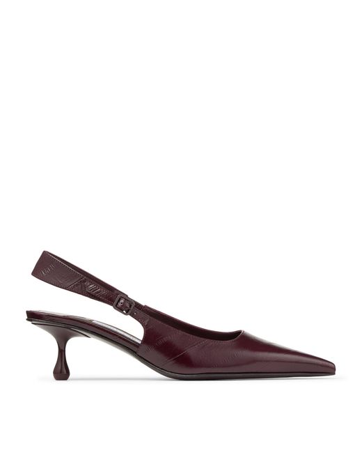 Jimmy Choo Brown Amel 50 Leather Slingback Pumps