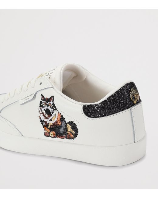 Kurt Geiger White Leather London Patch Sneakers